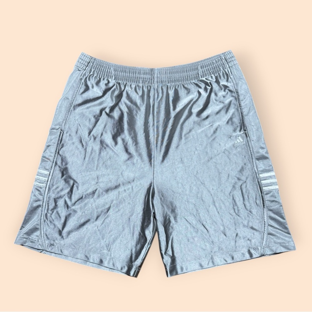 Vintage Adidas Y2K Shorts Shiny Silver Gray Men’s XL Vtg 2000s